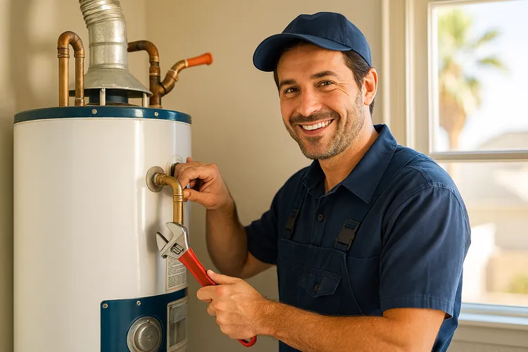 plumber repairing a water heater