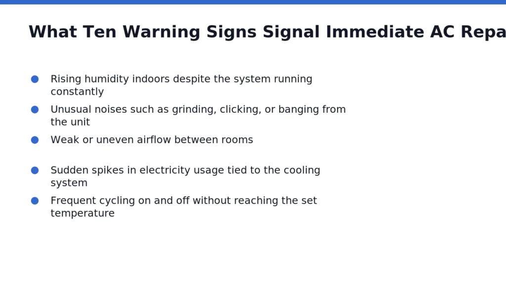 Warm or lukewarm air blowing from the vents while the system runs ranks among